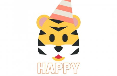 Tiger in bday hat